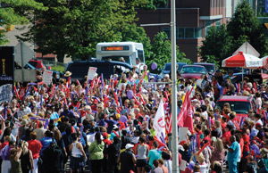 A massive mobilization by members of CWA Local 1168 led to a new contract and real protections against workplace violence.