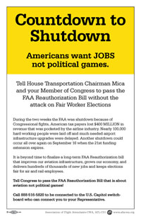 Countdown to FAA Shutdown Countdown to FAA Shutdown